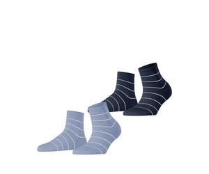 Kurzsocken ESPRIT "Fine Line", Damen, Gr. 35-38, jeans melange, Baumwollmischung, gestreift, normal, Socken, mit feinem Streifenmuster, schmales Bündchen (23599818-35) jeans melange