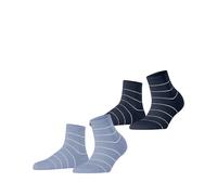 Kurzsocken ESPRIT "Fine Line", Damen, Gr. 39-42, jeans melange, Baumwollmischung, gestreift, normal, Socken, mit feinem Streifenmuster, schmales Bündchen (23599818-39) jeans melange