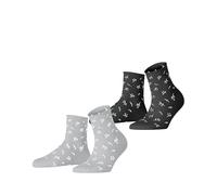 ESPRIT Damen Twig W SSO Baumwolle Gemustert 2 Paar Kurzsocken, Mehrfarbig (Schwarz Grau 0050), 35-38 (2er Pack)