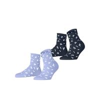 Esprit Damen Kurzsocken Twig – Baumwolle, gemustert, 2er Pack, Mehrfarbig (Blau 0040) 39-42