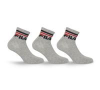 FILA Unisex Socken, 3 Paar Quarter - Kurzsocken, Sport, Logo-Bund, uni Grau 35-38