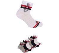 Kurzsocken FILA "JUNIOR BOY QUARTER SOCKS", Mädchen, Gr. 27-30, weiß (weiß navy grau), Baumwollmischung, unifarben, Socken, sportliches Design mit dynamischen Streifen (78815844-27) weiß navy grau