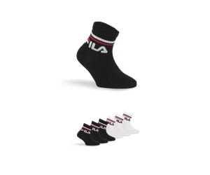 Kurzsocken FILA "JUNIOR UNISEX QUARTER PLAIN SOCKS", Damen, Gr. 23-26, schwarz-weiß (schwarz, weiß), Baumwollmischung, unifarben, normal, Socken, mit eingestricktem Logo im Bündchen, Kindersocken (117