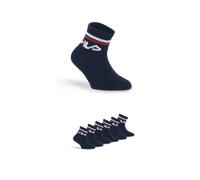 Kurzsocken FILA "JUNIOR UNISEX QUARTER PLAIN SOCKS", Mädchen, Gr. 23-26, blau (navy), Baumwollmischung, normal, Socken, mit eingestricktem Logo im Bündchen, Kindersocken (88003636-23) navy