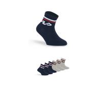 Kurzsocken FILA "JUNIOR UNISEX QUARTER PLAIN SOCKS", Mädchen, Gr. 23-26, blau (navy grau), Baumwollmischung, unifarben, normal, Socken, mit eingestricktem Logo im Bündchen, Kindersocken (35961301-23)