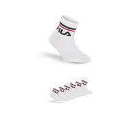 Kurzsocken FILA "JUNIOR UNISEX QUARTER PLAIN SOCKS", Mädchen, Gr. 23-26, weiß, Baumwollmischung, unifarben mit Farbeinsatz, normal, Socken, mit eingestricktem Logo im Bündchen, Kindersocken (90869318-
