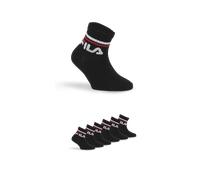 Kurzsocken FILA "JUNIOR UNISEX QUARTER PLAIN SOCKS", Mädchen, Gr. 27-30, schwarz, Baumwollmischung, unifarben mit Farbeinsatz, normal, Socken, mit eingestricktem Logo im Bündchen, Kindersocken (380292