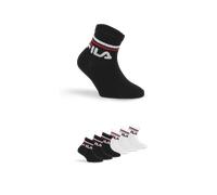 Kurzsocken FILA "JUNIOR UNISEX QUARTER PLAIN SOCKS", Mädchen, Gr. 31-34, schwarz-weiß (schwarz, weiß), Baumwollmischung, unifarben, normal, Socken, mit eingestricktem Logo im Bündchen, Kindersocken (1