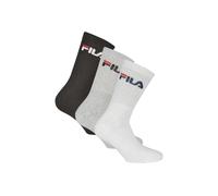 Tennissocken FILA "UNISEX CREW TENNIS FULL TERRY SOCKS", Herren, Gr. 39-42, schwarz (schwarz, grau, weiß), Polyester, Baumwolle, Elasthan, unifarben mit Farbeinsatz, bedruckt, elastisch, Socken, mit v
