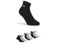 Kurzsocken FILA "UNISEX QUARTER PLAIN SOCKS", Damen, Gr. 39-42, schwarz-weiß (classic), Baumwollmischung, unifarben, normal, Socken, mit Logo-Schriftzug (28420025-39) classic