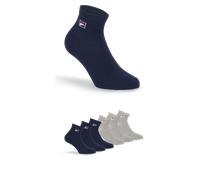 Kurzsocken FILA "UNISEX QUARTER PLAIN SOCKS", Damen, Gr. 43-46, blau (navy, grau), Materialmix, normal, Socken, mit Logo-Schriftzug (66232106-43) navy, grau