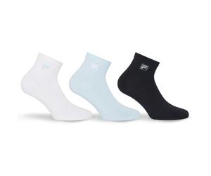 Kurzsocken FILA "UNISEX QUARTER PLAIN SOCKS", Damen, Gr. 43-46, blau (sky), Baumwollmischung, unifarben, normal, Socken, mit eingestrickem Logo (19184803-43) sky