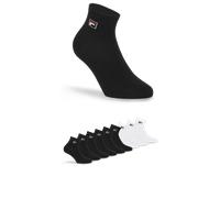 Kurzsocken FILA "UNISEX QUARTER PLAIN SOCKS", Damen, Gr. 43-46, schwarz-weiß (6x schwarz, 3x weiß), Baumwollmischung, unifarben, normal, Socken Kurzsocken, mit Logo-Schriftzug (39319851-43)