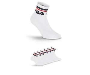 Kurzsocken FILA "UNISEX QUARTER PLAIN SOCKS", Herren, Gr. 35-38, weiß, Baumwollmischung, unifarben mit Farbeinsatz, normal, Socken, mit Logo-Schriftzug (67830025-35) weiß