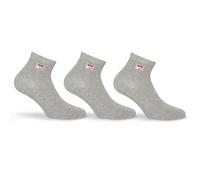 FILA Quarter Socken Uni, 3 Paar - Kurzsocken, Sport, Logo-Bund, uni, 35-46 Grau EU 43-46