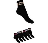 Kurzsocken FILA "WOMAN QUARTER SOCKS", Damen, Gr. 35-38, schwarz, Baumwollmischung, unifarben, Socken, mit gerippter Knöchelpartie (32589537-35) schwarz