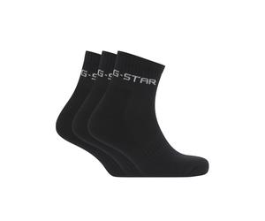 Kurzsocken G-STAR "GROVE, 3 PACK ANKLE SPORTS SOCKS", Herren, Gr. 44-47, schwarz, Baumwollmischung, unifarben, Socken, mit Logo-Jacquard (37366207-44) schwarz