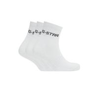 Kurzsocken G-STAR "GROVE, 3 PACK ANKLE SPORTS SOCKS", Herren, Gr. 44-47, weiß (hellweiß), Baumwollmischung, unifarben, Socken, mit Logo-Jacquard (92690168-44) hellweiß
