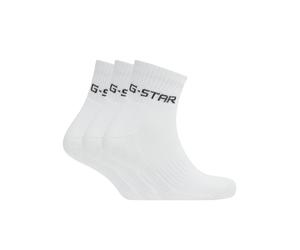 Kurzsocken G-STAR "GROVE, 3 PACK ANKLE SPORTS SOCKS", Herren, Gr. 44-47, weiß (hellweiß), Baumwollmischung, unifarben, Socken, mit Logo-Jacquard (92690168-44) hellweiß