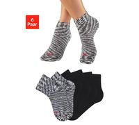Kurzsocken H.I.S, Damen, Gr. 35-38, 2x grau meliert, 4x schwarz, Baumwollmischung, elastisch, Socken, unifarben und meliert in einer Packung (36019211-35) 2x grau meliert, 4x schwarz
