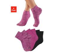 Kurzsocken H.I.S, Damen, Gr. 35-38, 2x pink meliert, 2x pink, 2x schwarz, Baumwollmischung, elastisch, Socken, unifarben und meliert in einer Packung (67825520-35) 2x pink meliert, 2x pink, 2x schwarz