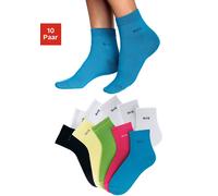 Kurzsocken H.I.S, Damen, Gr. 35-38, bunt (bunt, weiß), Baumwolle, Elasthan, Polyamid, uni, elastisch, Socken, aus leichter atmungsaktiver Qualität (789695-35) bunt, weiß