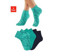 Kurzsocken H.I.S, Damen, Gr. 39-42, 2x grün meliert, 2x grün, 2x dunkelmarine, Baumwollmischung, elastisch, Socken, unifarben und meliert in einer Packung (14089168-39) 2x grün meliert, 2x grün, 2x du