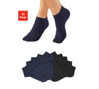 Kurzsocken H.I.S, Damen, Gr. 39-42, 5x schwarz, 5x marine, Baumwolle, Elasthan, Polyamid, elastisch, Socken Kurzsocken, mit verstärkter Ferse und Spitze (31982552-39)