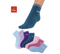 Kurzsocken H.I.S, Damen, Gr. 39-42, bunt (hellblau, rosa, petrol, lila, blau, helllila, beere), Baumwolle, Polyamid, geringelt, uni, Socken, mit Vollfrottee, Topseller (278806-39) hellblau, rosa, petr