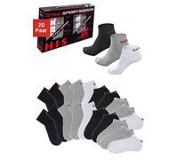 Kurzsocken H.I.S, Damen, Gr. 43-46, schwarz-weiß (weiß, grau, schwarz), Baumwolle, Elasthan, Polyamid, Rippstruktur, meliert, uni, elastisch, Socken, und Sneakersocken mit Frottee (284555-43) weiß, gr