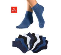 Kurzsocken H.I.S "Damen Herren Kurzschaft Socken", Damen, Gr. 35-38, blau (2x schwarz, 2x blau, 2x blau meliert, 2x jeans meliert, 2x weiß), Baumwolle, Baumwollmischung, Elasthan, Polyamid, unifarben,