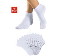 Kurzsocken H.I.S "Damen Herren Kurzschaft Socken", Damen, Gr. 35-38, weiß (10x weiß), Baumwolle, Baumwollmischung, Elasthan, Polyamid, unifarben, elastisch, Socken, mit eingestrickten Symbolen, leicht