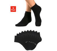 Kurzsocken H.I.S "Damen Herren Kurzschaft Socken", Damen, Gr. 43-46, schwarz (10x schwarz), Baumwolle, Baumwollmischung, Elasthan, Polyamid, unifarben, elastisch, Socken, mit eingestrickten Symbolen, 