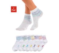 Kurzsocken H.I.S "Damen Kurze Söckchen, bunte Pünktchen", Damen, Gr. 39-42, weiß, Baumwolle, Baumwollmischung, Elasthan, Polyamid, gepunktet, elastisch, Socken, mit Pünktchen Muster (387426-39) weiß