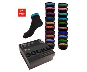 Kurzsocken H.I.S "für Damen und Herren, perfekt zu sortieren, mit farbigen Innenbündchen", Herren, Gr. 35-38, schwarz (20x schwarz), Baumwolle, Elasthan, Polyamid, unifarben, elastisch, Socken, in pra