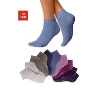 Kurzsocken H.I.S, Damen, Gr. 35-38, bunt (2x taupe, 2x beige meliert, 2x pflaume, 1x jeans, 1x lila, 1x altrosa, 1x pink), Baumwolle, Elasthan, Polyamid, unifarben, elastisch, Socken, mit verstärkter