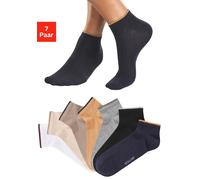 Kurzsocken H.I.S, Herren, Gr. 39-42, 1x schwarz, 1x grau meliert, 1x marine, 1x camel, 1x safran, 1x beige, 1x weiß, Baumwollmischung, unifarben, elastisch, Socken, in schöner Farbpackung (43250607-39