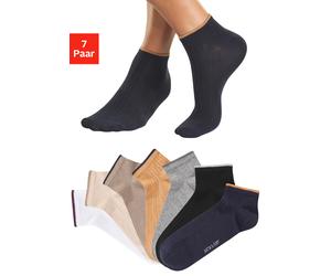 Kurzsocken H.I.S, Herren, Gr. 39-42, 1x schwarz, 1x grau meliert, 1x marine, 1x camel, 1x safran, 1x beige, 1x weiß, Baumwollmischung, unifarben, elastisch, Socken, in schöner Farbpackung (43250607-39