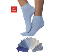 Kurzsocken H.I.S, Damen, Gr. 39-42, blau (2x jeans meliert, 2x hellblau, 1x dunkelblau, 2x blau, 2x grau, 1x beige meliert,), Baumwolle, Elasthan, Polyamid, unifarben, elastisch, Socken, mit verstärkt