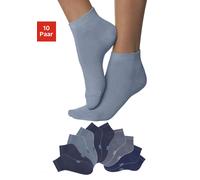 Kurzsocken H.I.S, Damen, Gr. 39-42, blau (2x marine, 2x dunkeljeans meliert, 2x helljeans meliert, 2x jeans, 2x dunkelblau), Baumwolle, Elasthan, Polyamid, unifarben, elastisch, Socken, mit verstärkte
