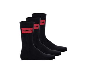 Kurzsocken HUGO "Socken 3P QS RIB LABEL CC 3er Pack", Herren, Gr. 39-42, schwarz, Obermaterial: 76% Baumwolle CO. 21% Polyamid PA. 3% Elasthan EL., Socken (13624314-39) schwarz