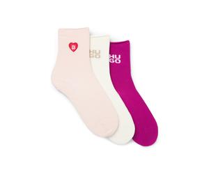 Kurzsocken HUGO UNDERWEAR "3P SH HEART CC W", Damen, Gr. 35-38, open miscellaneous 962, Baumwollmischung, elastisch, Socken, mit Logo-Details, Verstärkung: Zehen- und Fersenpartie (77028956-35) open m
