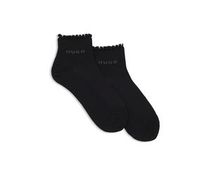 Kurzsocken HUGO UNDERWEAR, Damen, Gr. 35-38, schwarz 001, Baumwollmischung, normal, Socken, mit gewellter Kante, Rippstruktur (32733546-35) schwarz 001