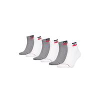 Levi's® Unisex 6er Pack Sportsocken - Mid Cut SPRTWR, Logo, ECOM, mehrfarbig, 35-38 Weiß/ Grau