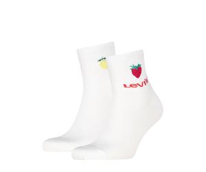 Kurzsocken LEVI'S "LEVIS HIGH MID CUT FRUIT GRAPHIC", Damen, Gr. 43-46, weiß combo, Baumwollmischung, elastisch, Socken, Cotton-Mix, Fruit-Design, elastisch, weiche, bequeme Sohle (66347542-43) weiß c