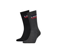 Kurzsocken LEVI'S "Socken 2er Pack", Damen, Gr. 39-42, schwarz (schwarz, grau), Obermaterial: 75% Baumwolle CO. 22% Polyamid PA. 3% Elasthan EL., Socken (98476355-39) schwarz, grau