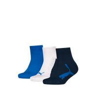 Kurzsocken PUMA "PUMA KIDS BWT QUARTER 3P", Damen, Gr. 23-26, weiß (navy, weiß, strong blau), Obermaterial: 68% Baumwolle, 15% Polyamid, 15% Polyester, 2% Elasthan, unifarben, Socken, mit verstärkter