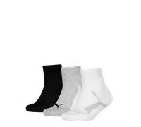 Kurzsocken PUMA "PUMA KIDS BWT QUARTER 3P", Damen, Gr. 23-26, weiß (weiß, grau, schwarz), Obermaterial: 68% Baumwolle, 15% Polyamid, 15% Polyester, 2% Elasthan, unifarben, Socken, mit verstärkter Zehe