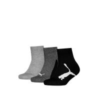 PUMA Unisex Kids BWT Recycled Cotton Quarter Sock, Black, 35/38 (3er Pack)