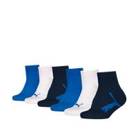 Kurzsocken PUMA "PUMA KIDS BWT QUARTER 6P ECOM", Mädchen, Gr. 35-38, weiß (navy, weiß, strong blau), Baumwollmischung, normal, Socken, mit lebhaftem Farbdesign (94593944-35) navy, weiß, strong blau